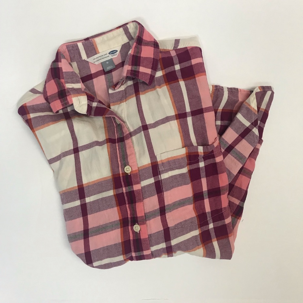 Women’s Old Navy Boyfriend Shirt Pink Flannel